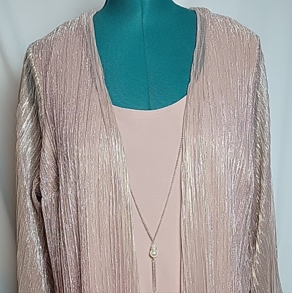 Luxology Women's Rose Silver Shirt Dress w/ Attached Jacket Size 2x